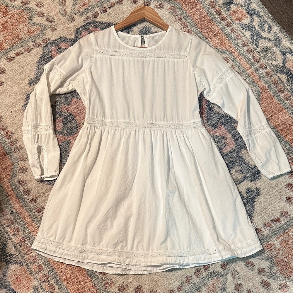 Rhythm White Casual long Sleeve White Mini Dress Tunic